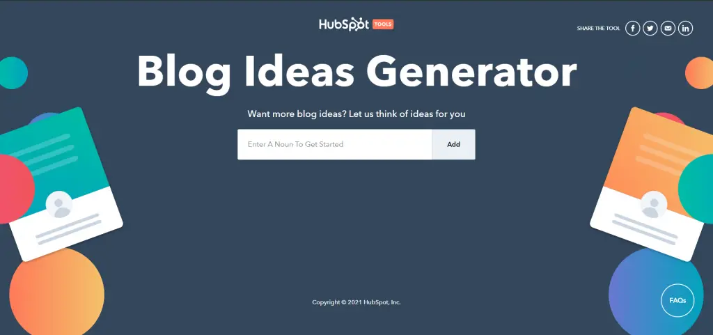 Blog topic generator webpage view