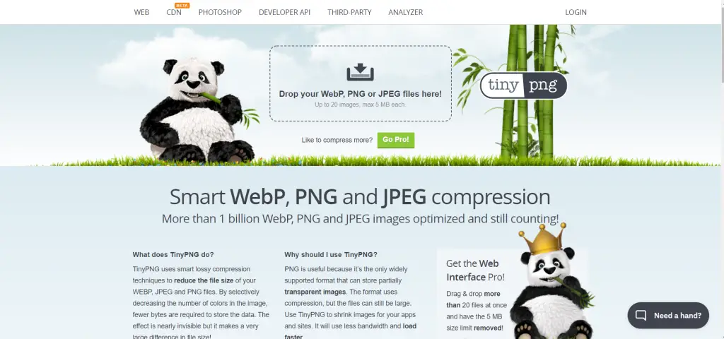 Tinypng webpage view